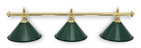 Бильярдный светильник Престиж, 3 плафона (плафон зеленый, штанга золотистая)